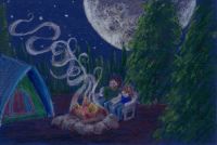 Camping under moon